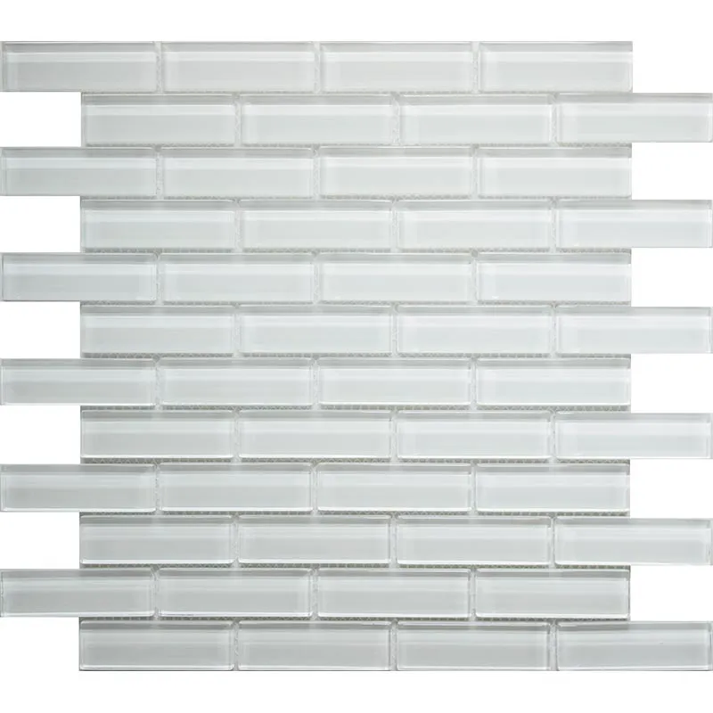 Mirage White 1X3 Brick Gloss Glossy Glass mosaic 0