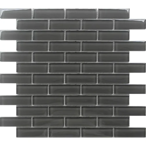 Pewter 1X3 Brick Gloss Glossy Glass Mosaic 0