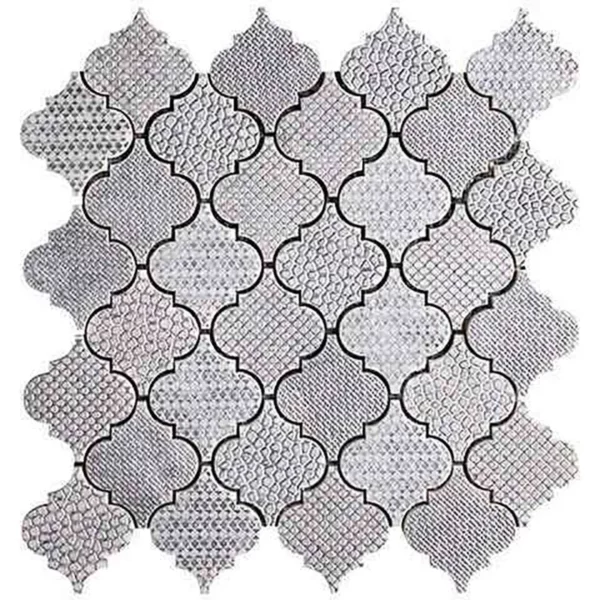 Burj White 2.6X2.9 Textured, Foiled Stone Mosaic 1