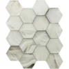 Silver White Hex 2.6X2.6 Glossy Glass mosaic 0