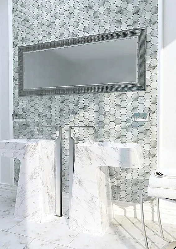 Gray Hex 2.6X2.6 Glossy Glass Mosaic 1