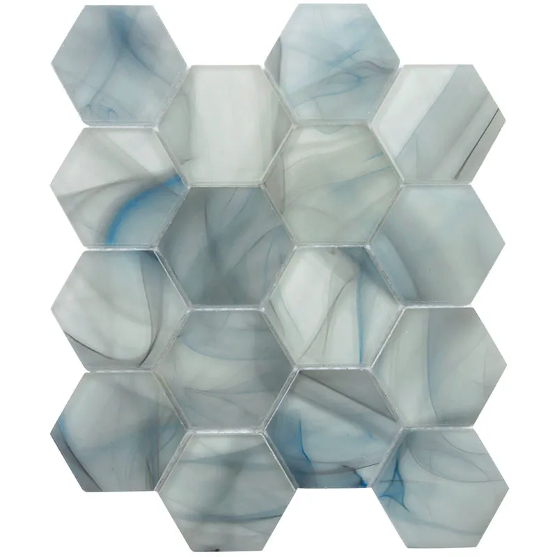 Blue Hex 2.6X2.6 Glossy Glass Mosaic 0