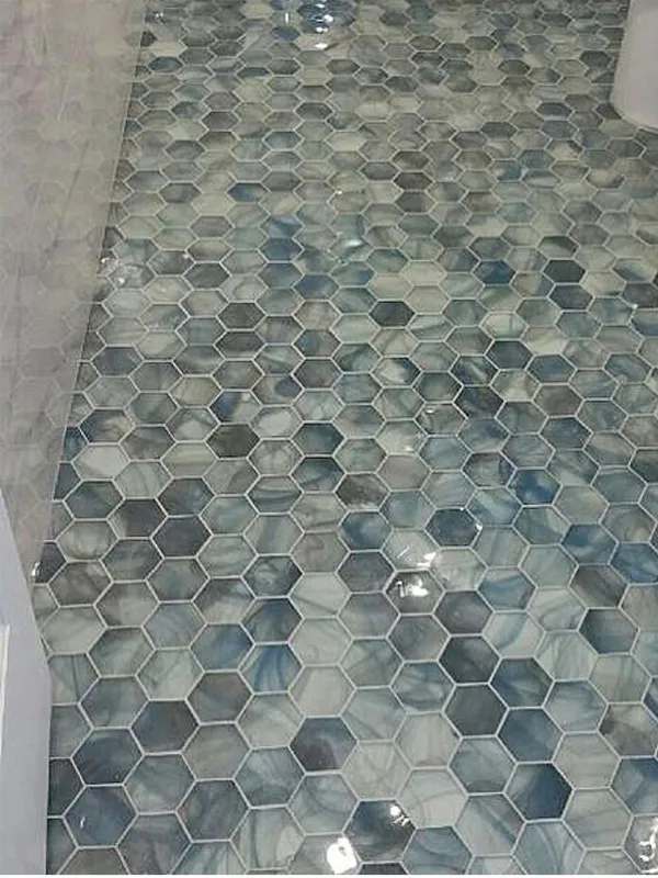 Blue Hex 2.6X2.6 Glossy Glass Mosaic 2