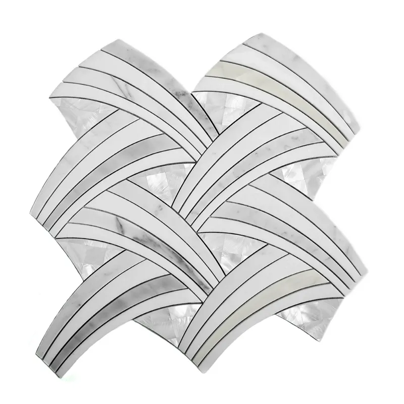 Coastal Surge 11.4X12.3 Polished Marble Tile 1