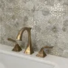 Dahlia Gold 12X12 Textured, Foiled Marble Tile 1