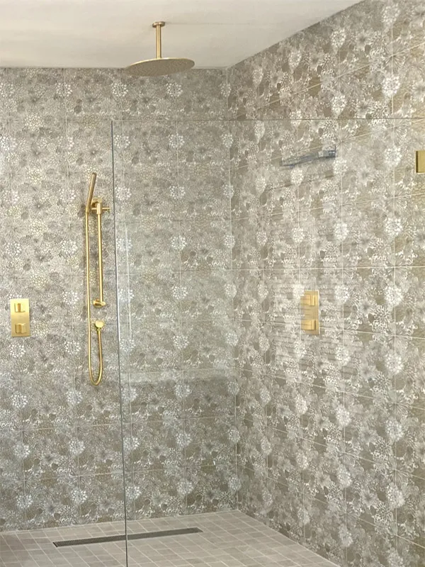 Dahlia Gold 12X12 Textured, Foiled Marble Tile 4