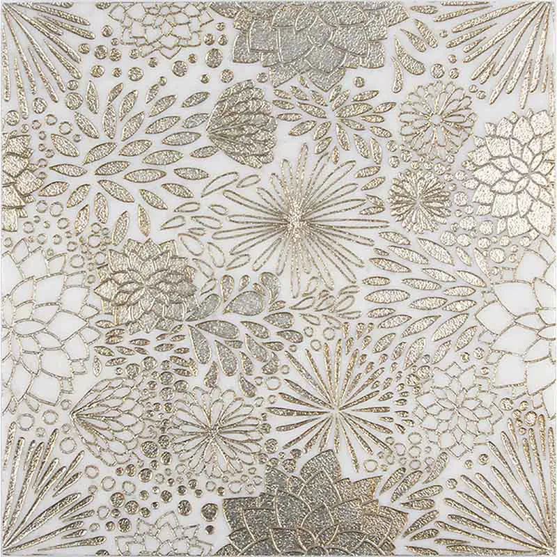 Dahlia Gold 12X12 Textured, Foiled Marble Tile 2