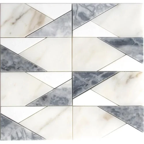 Modena 3X6.3 Polished Calacatta Bluette, Calacatta, Thassos White Mosaic 0