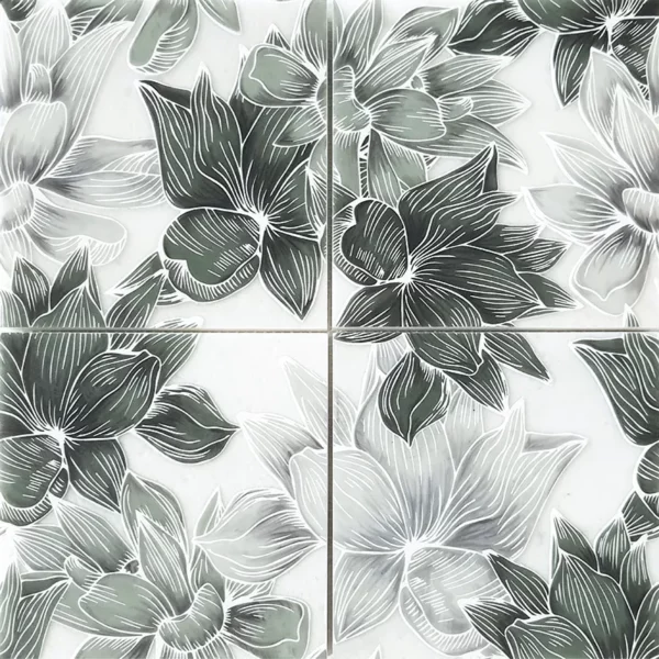 Bloom Green 5.9x5.9 Etched Marble Mosaic 1