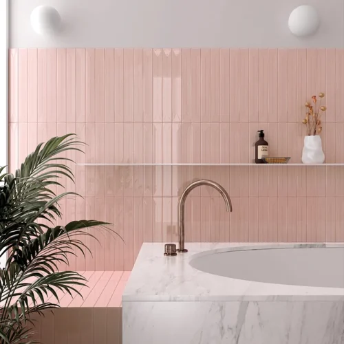 Flatiron Deco Pink 2X16 Glossy Ceramic tile