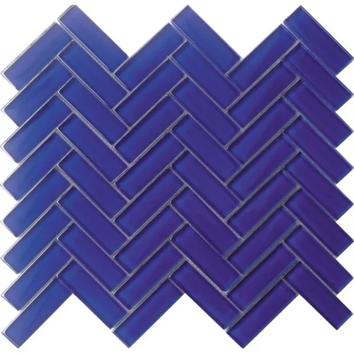 Cobalt Blue 1X3 Herringbone Gloss Glossy Glass Mosaic 0