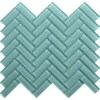 Aqua 1X3 Herringbone Gloss Glossy Glass Mosaic 0