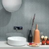 Pale 1X3 Herringbone Gloss Glossy Glass mosaic 1