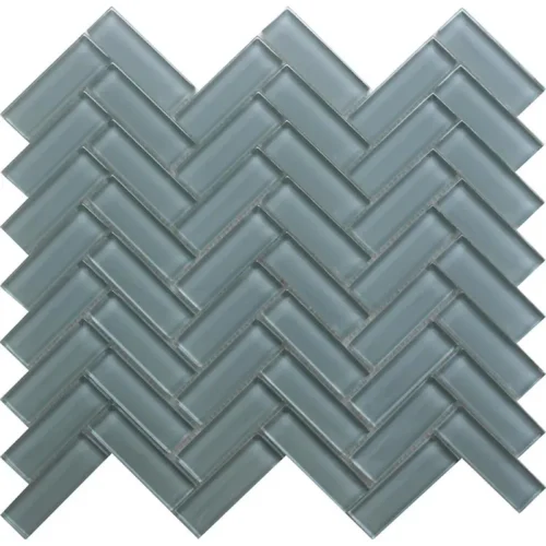 Pale 1X3 Herringbone Gloss Glossy Glass mosaic 0