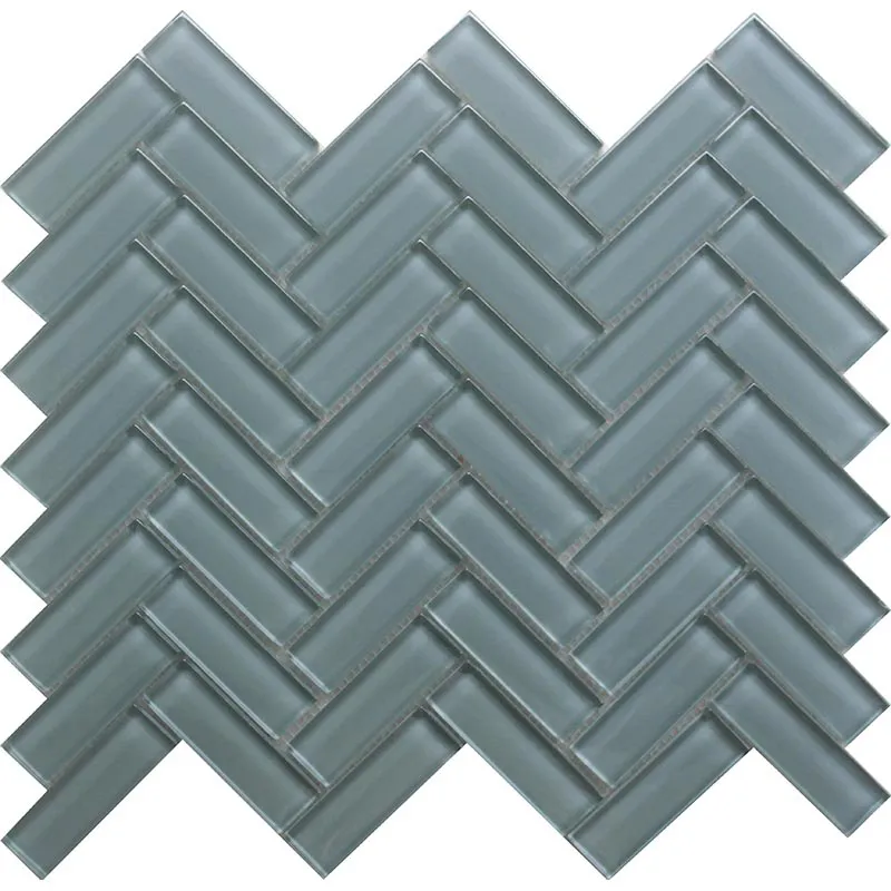 Pale 1X3 Herringbone Gloss Glossy Glass mosaic 0