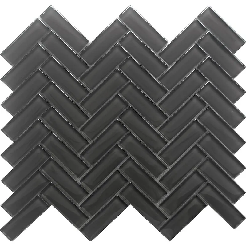 Pewter 1X3 Herringbone Gloss Glossy Glass mosaic 0