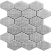 Silver Hex 3 3.9X2.9 Textured, Foiled Stone Mosaic 1