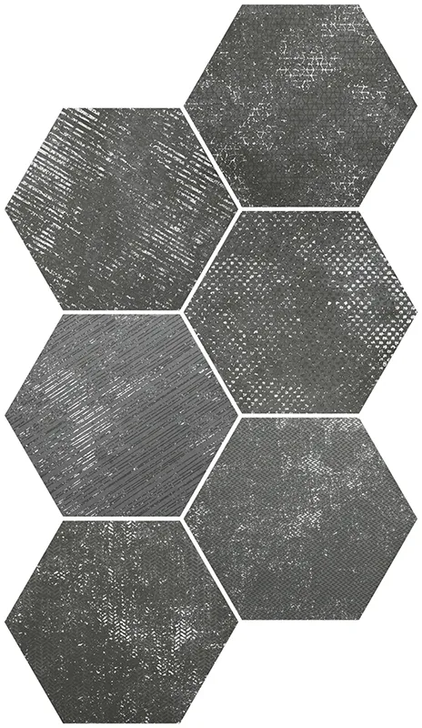 Hexa Borneo Lava 9.05X10.63 Textured Porcelain Tile 0