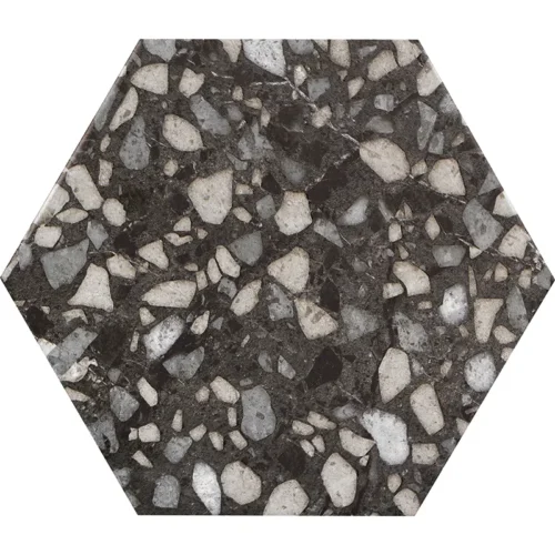 Hexa Terrazzo Black 9.05X10.63 Matte Porcelain Tile 0