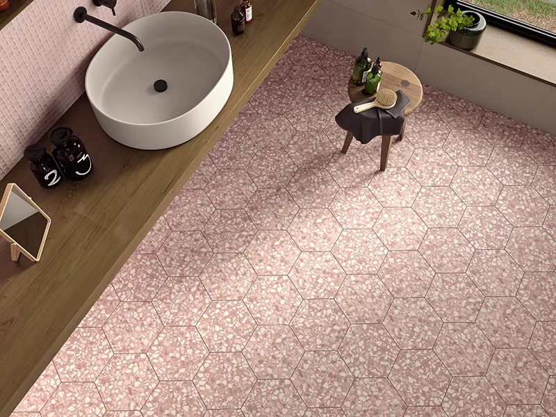 Hexa Terrazzo Rose 9.05X10.63 Matte Porcelain Tile 1