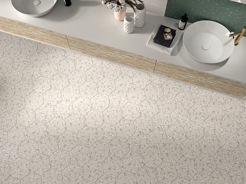 Hexa Terrazzo Talc 9.05X10.63 Matte Porcelain Tile 1