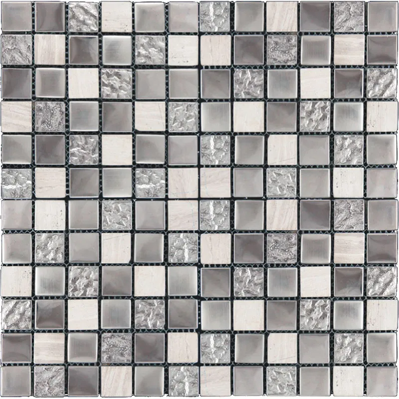 Blaze Platinum 1X1 Polished, Textured Glass, Stone Mosaic 0