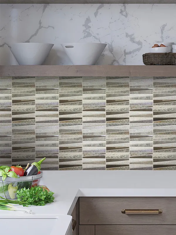 Layers Quartz 5.8X0.9X0.4 Polished, Textured Glass, Stone Mosaic 1