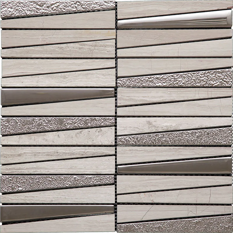 Layers Gray 5.8X0.9X0.4 Polished, Textured Glass, Stone Mosaic 0