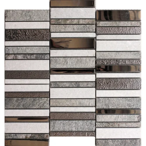 Stax Quartz 3.9X0.9+3.9X0.6+3.9X0.4 Polished, Textured Glass, Stone Mosaic 0