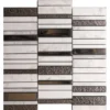 Stax White 3.9X0.9+3.9X0.6+3.9X0.4 Polished, Textured Glass, Stone Mosaic 0