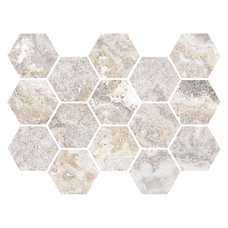 Imperial Ridge White Hex Polished Porcelain Tile 0