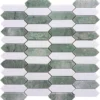 Dublin 1X3.5 Polished Mint Green, Thassos Mosaic 0