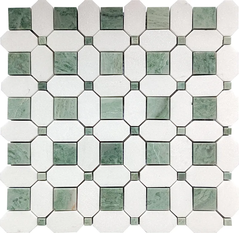 Derry 1.2X1.2+1.2X2+0.4X0.4 Polished Mint Green, Thassos Mosaic 0