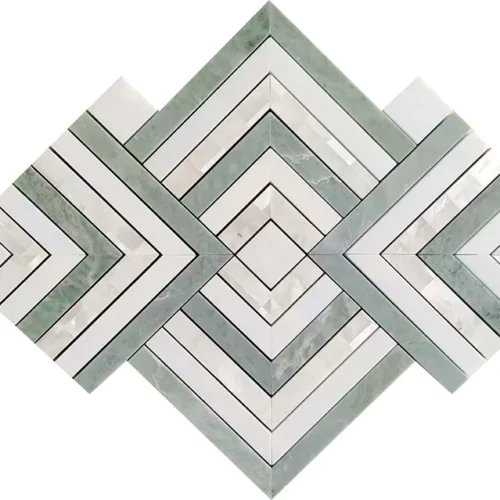 Kinsale 9.9X9.9 Polished Mint Green, Thassos, Shell Tile 0