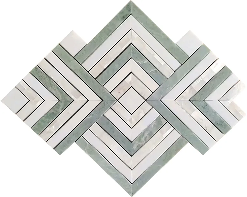 Kinsale 9.9X9.9 Polished Mint Green, Thassos, Shell Tile 0