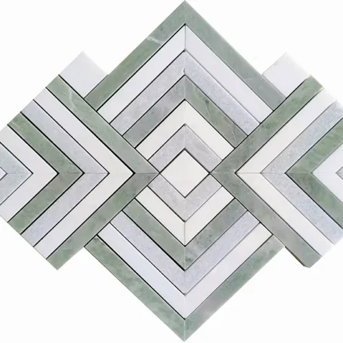 Lahinch 9.9X9.9 Polished Mint Green, Blue Celeste, Thassos Tile 0