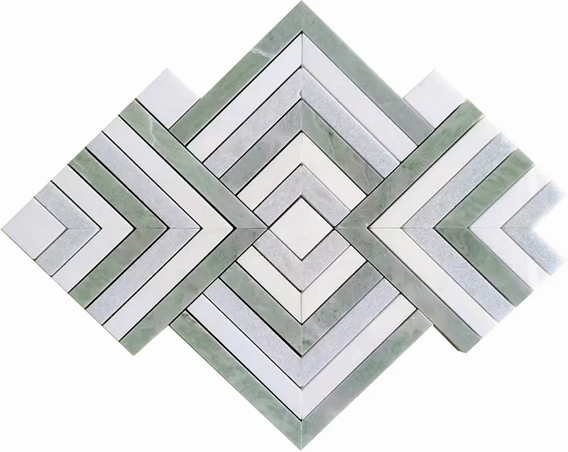 Lahinch 9.9X9.9 Polished Mint Green, Blue Celeste, Thassos Tile 0