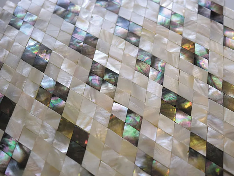 Sea Diamonds 0.7x1.2 Polished Shell, Mother of Pearl Mosaic 0