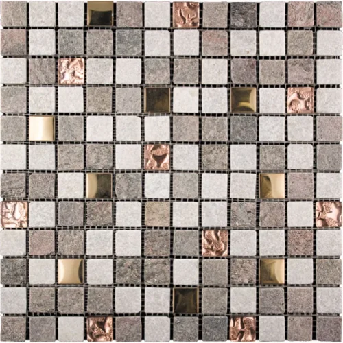 Copper Canyon 1X1 Polished, Textured Glass, Stone, Metal mosaic 0