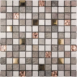 Copper Canyon 1X1 Polished, Textured Glass, Stone, Metal mosaic 2