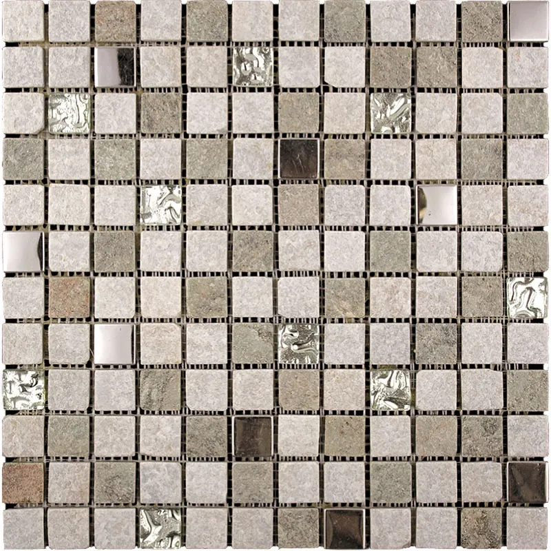 Silver Canyon 1X1 Polished, Textured Glass, Stone, Metal mosaic 0