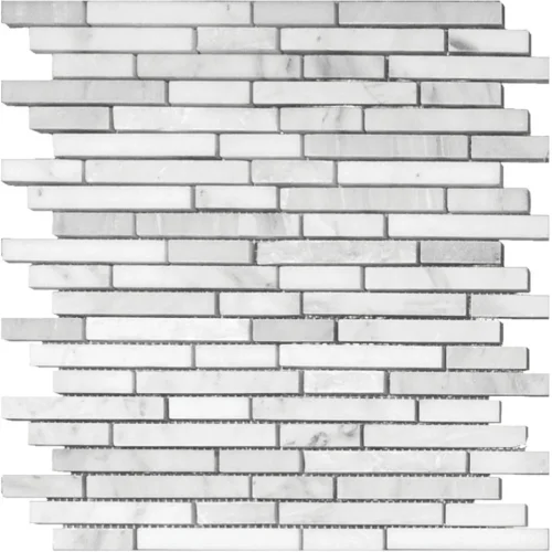 Old City Blanco 0.5X3.75+0.5X1.9 Polished, Split Face Eastern White Mosaic 0