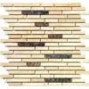 Old City 0.5X3.75 Polished, Split Face Crema Marfil, Emperador Dark Mosaic 0