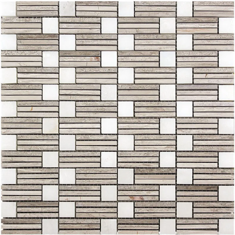 Sierra 0.8X0.8+0.2X2 Polished Eastern White, Wooden Grey Mosaic 1