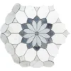 Merletto Azul 10.4X12 Polished Macaubas, Blue Celeste, Thassos, Carrara Tile 1