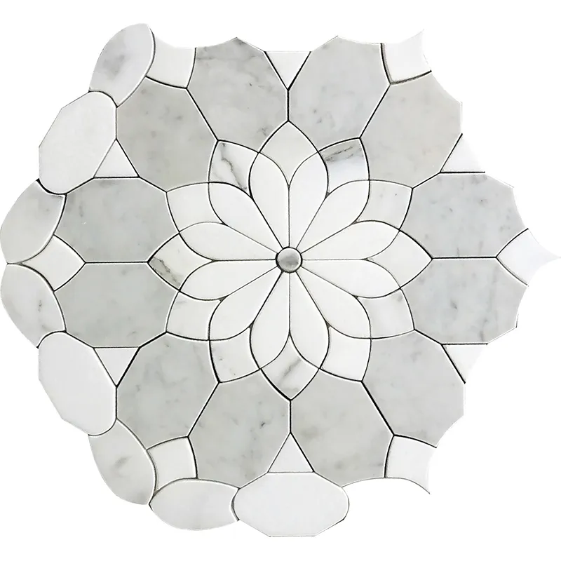 Merletto Bianco 10.4X12 Polished Thassos, Calacatta, Carrara Tile 6