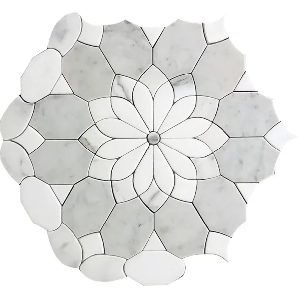 Merletto Bianco 10.4X12 Polished Thassos, Calacatta, Carrara Tile 7