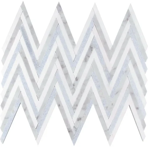 Arcadia 0.4X4.2 Polished Thassos, Bianco Carrara, Blue Celeste Mosaic 0