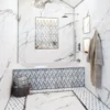 Arta 0.4X4.2 Polished Thassos, Bianco Carrara, Bardiglio Mosaic 2