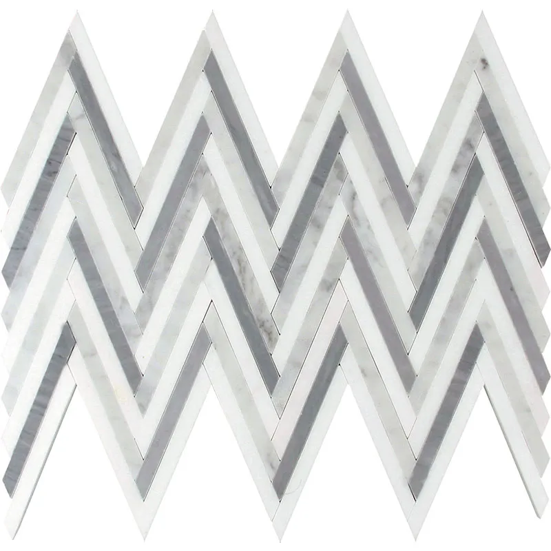 Arta 0.4X4.2 Polished Thassos, Bianco Carrara, Bardiglio Mosaic 0